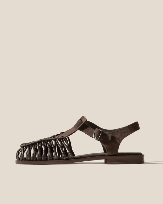 ALARO SUEDE - Square-Toe T-bar Sandal sold by Hereu Studio