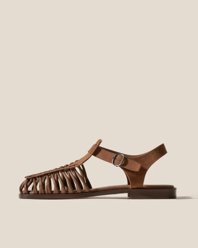 ALARO SUEDE - Square-Toe T-bar Sandal sold by Hereu Studio