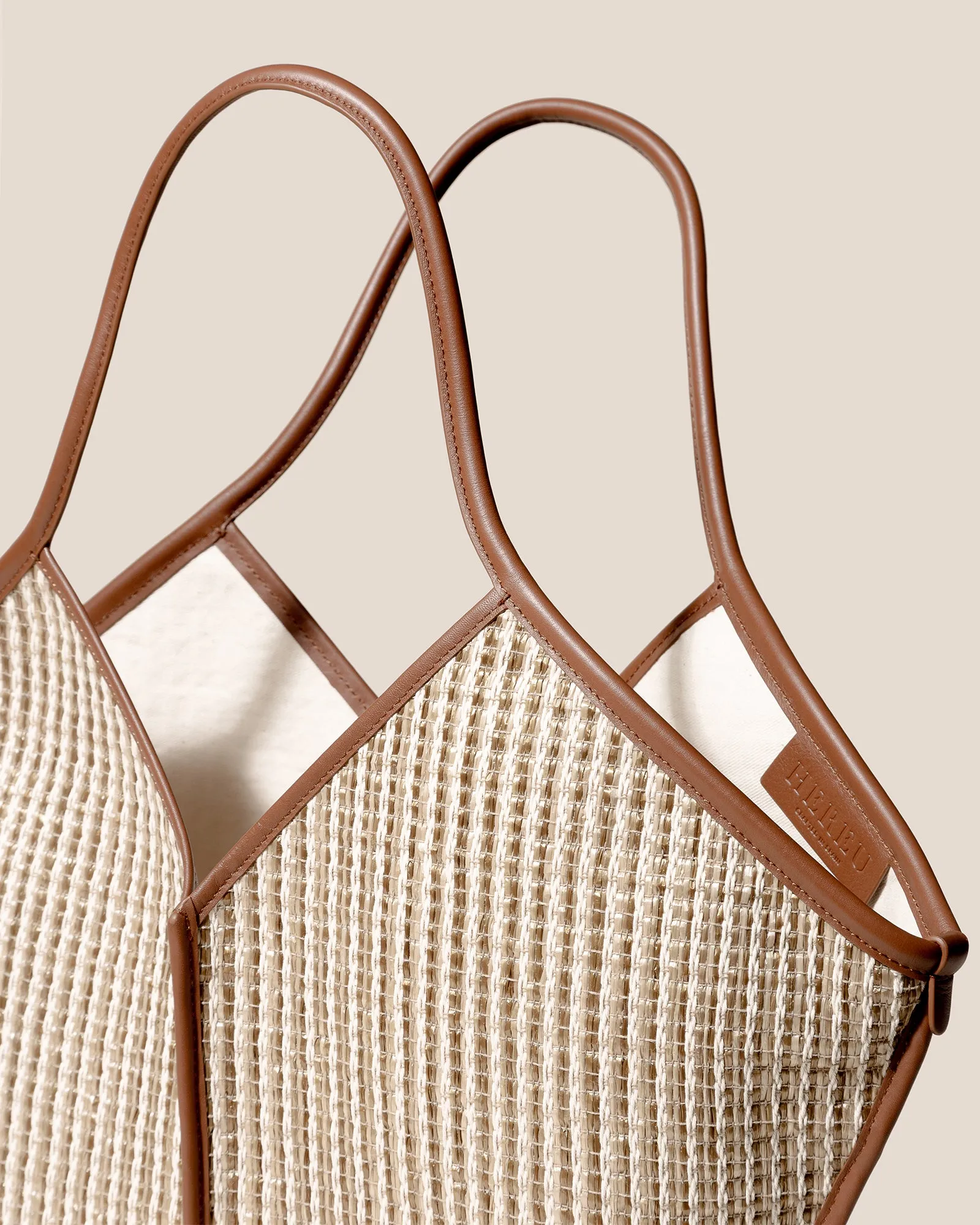 CALELLA STRIPED RAFFIA - Leather-trimmed Tote Bag sold by Hereu Studio product image thumbnail 2