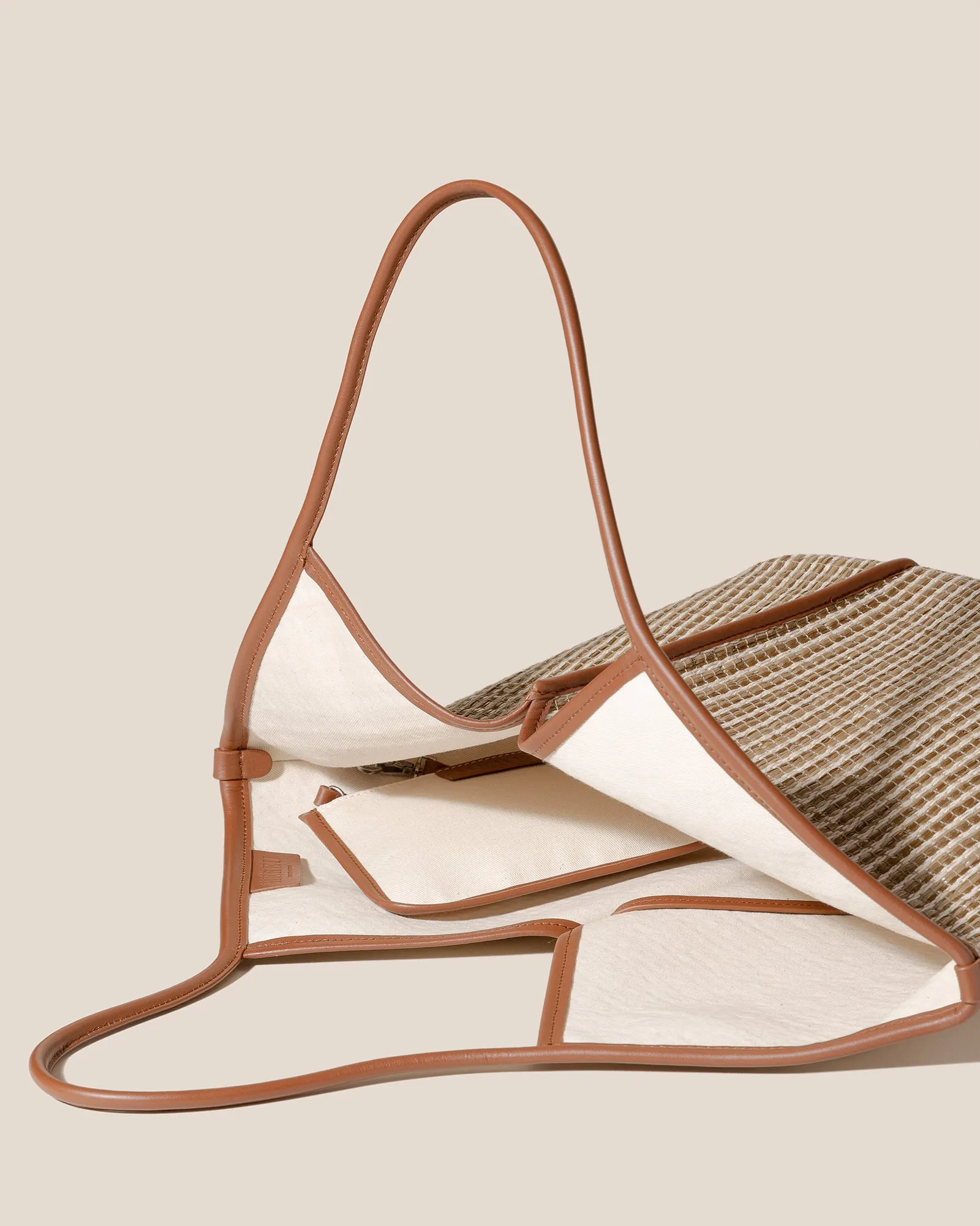 CALELLA STRIPED RAFFIA - Leather-trimmed Tote Bag sold by Hereu Studio product image thumbnail 3