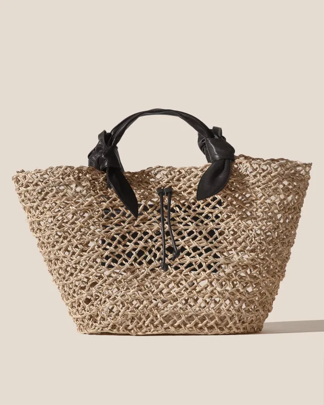 FONOL BASKET - Leather-Trimmed Handwoven Basket made by Hereu Studio