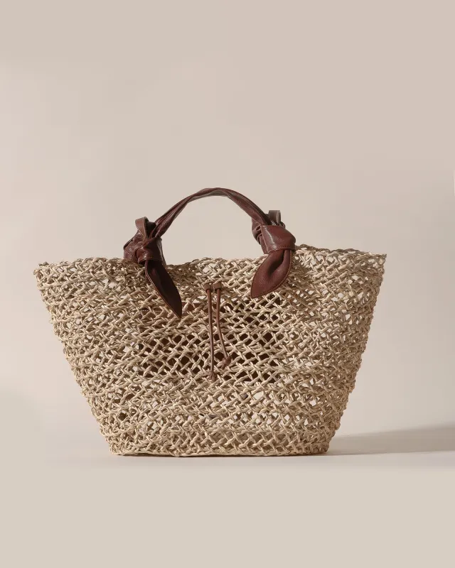 FONOL BASKET - Leather-Trimmed Handwoven Basket sold by Hereu Studio