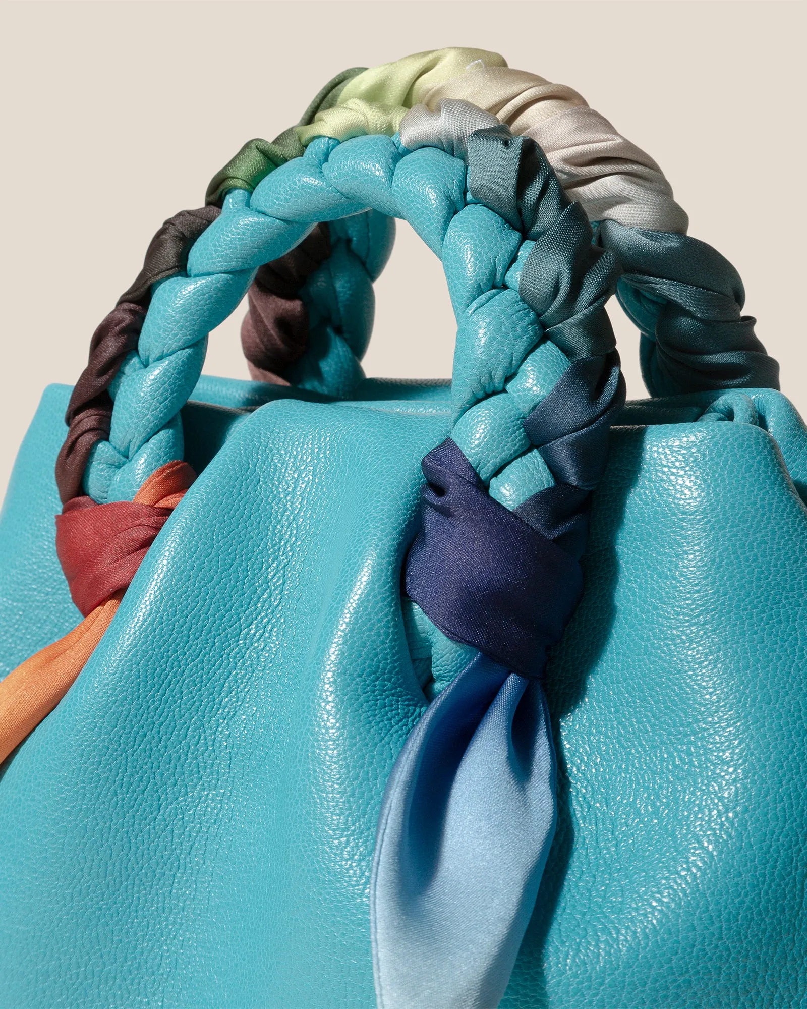 BOMBON FOULARD - Plaited-handle Leather Handbag sold by Hereu Studio product image thumbnail 2