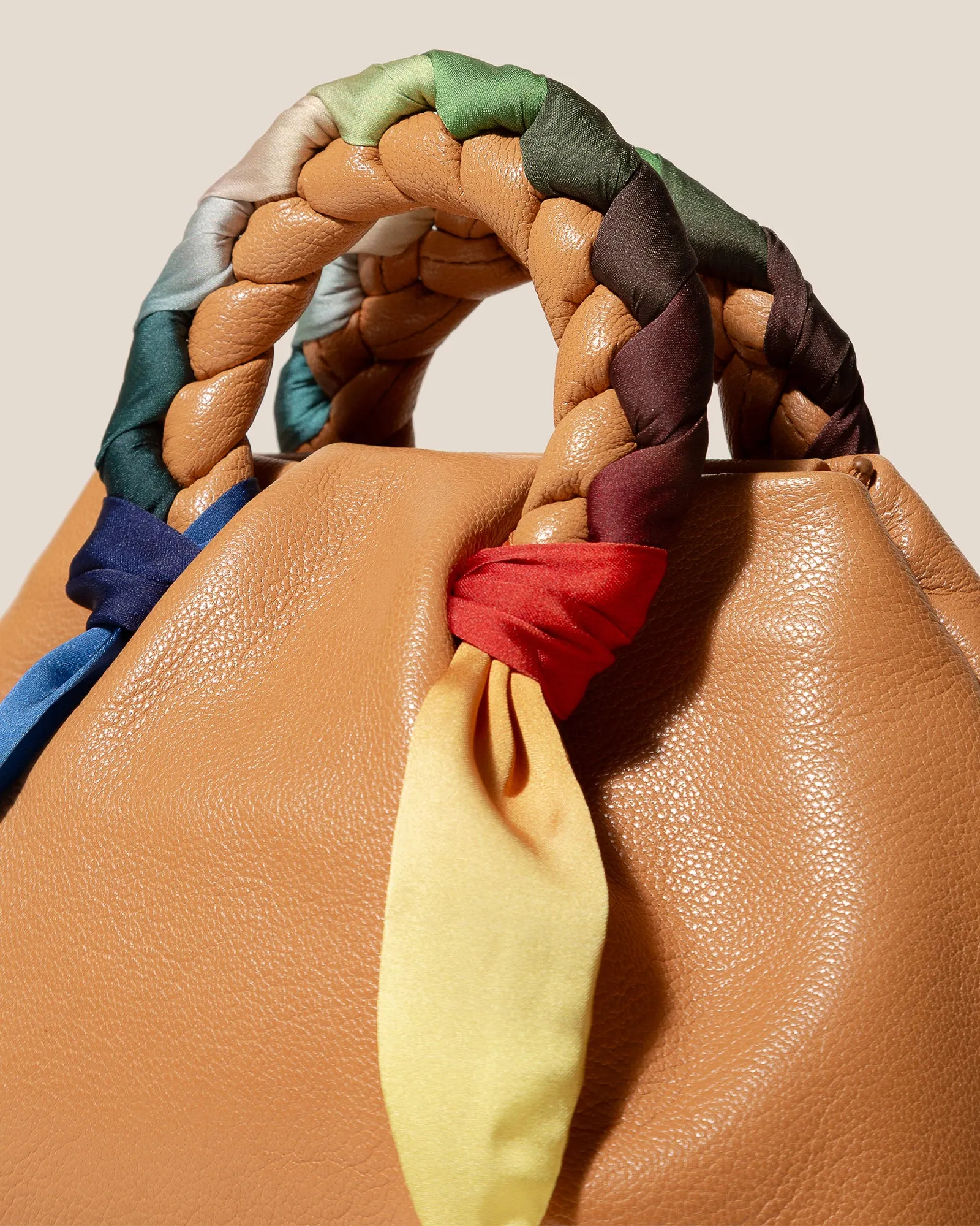 BOMBON FOULARD - Plaited-handle Leather Handbag sold by Hereu Studio product image thumbnail 2