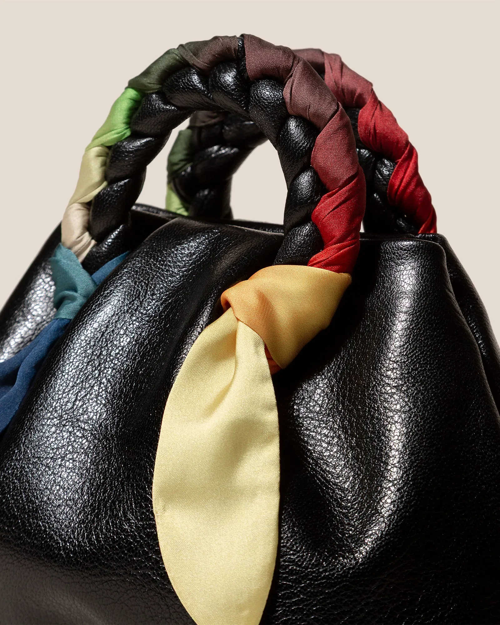 BOMBON FOULARD - Plaited-handle Leather Handbag sold by Hereu Studio product image thumbnail 2