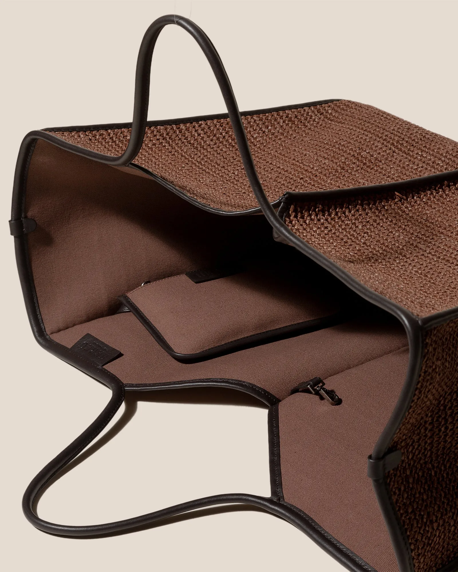 CALELLA SQUARED RAFFIA - Leather-trimmed Tote Bag sold by Hereu Studio product image thumbnail 3