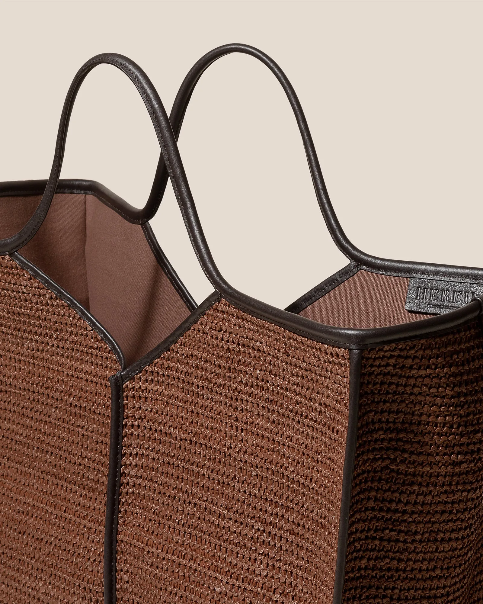 CALELLA SQUARED RAFFIA - Leather-trimmed Tote Bag sold by Hereu Studio product image thumbnail 2