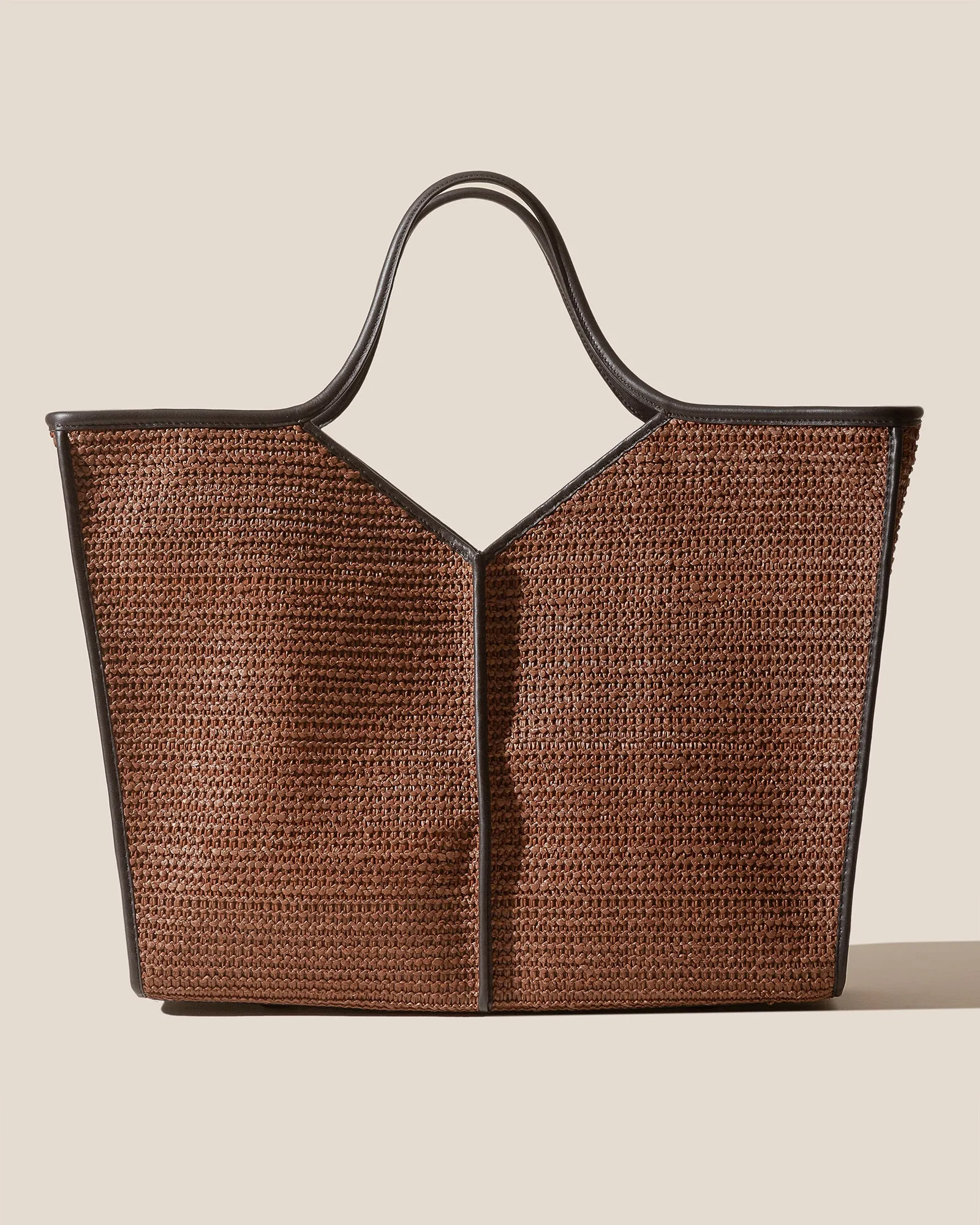CALELLA SQUARED RAFFIA - Leather-trimmed Tote Bag sold by Hereu Studio
