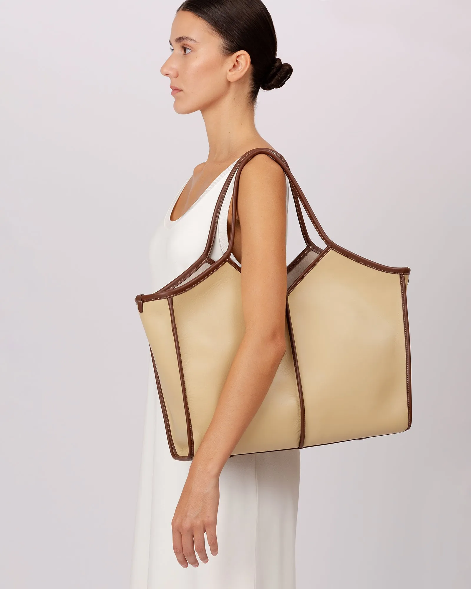 CALELLA SQUARED MEDIUM LEATHER - Leather-trimmed Tote Bag sold by Hereu Studio product image thumbnail 5
