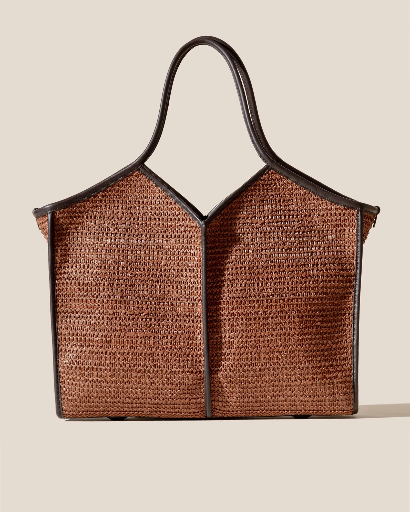 CALELLA SQUARED MEDIUM RAFFIA - Leather-trimmed Tote Bag sold by Hereu Studio
