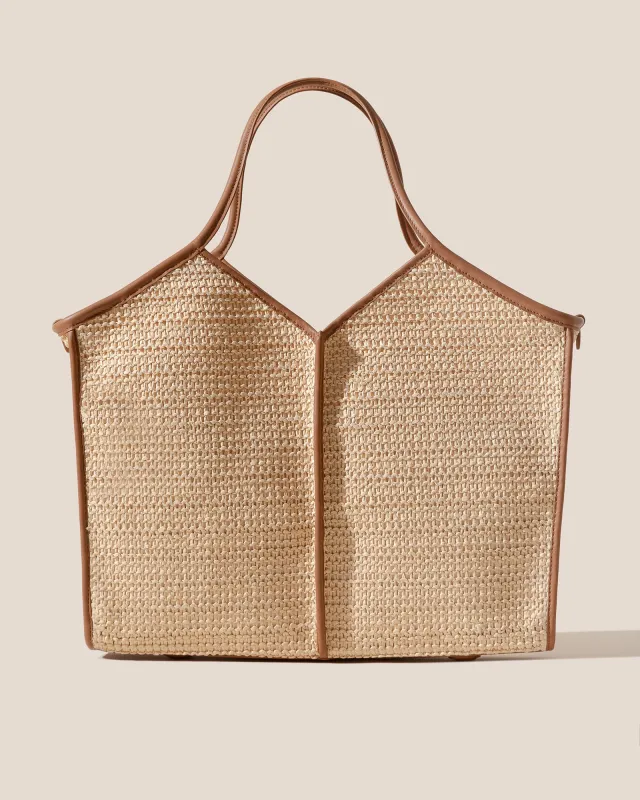 CALELLA SQUARED MEDIUM RAFFIA - Leather-trimmed Tote Bag sold by Hereu Studio