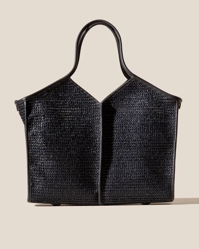 CALELLA SQUARED MEDIUM RAFFIA - Leather-trimmed Tote Bag sold by Hereu Studio
