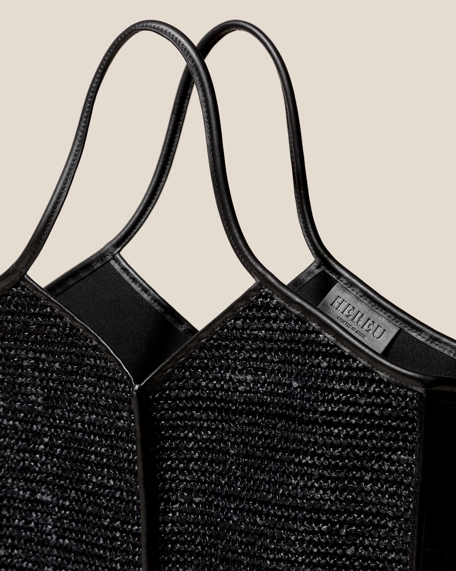 CALELLA SQUARED MEDIUM RAFFIA - Leather-trimmed Tote Bag sold by Hereu Studio product image thumbnail 2