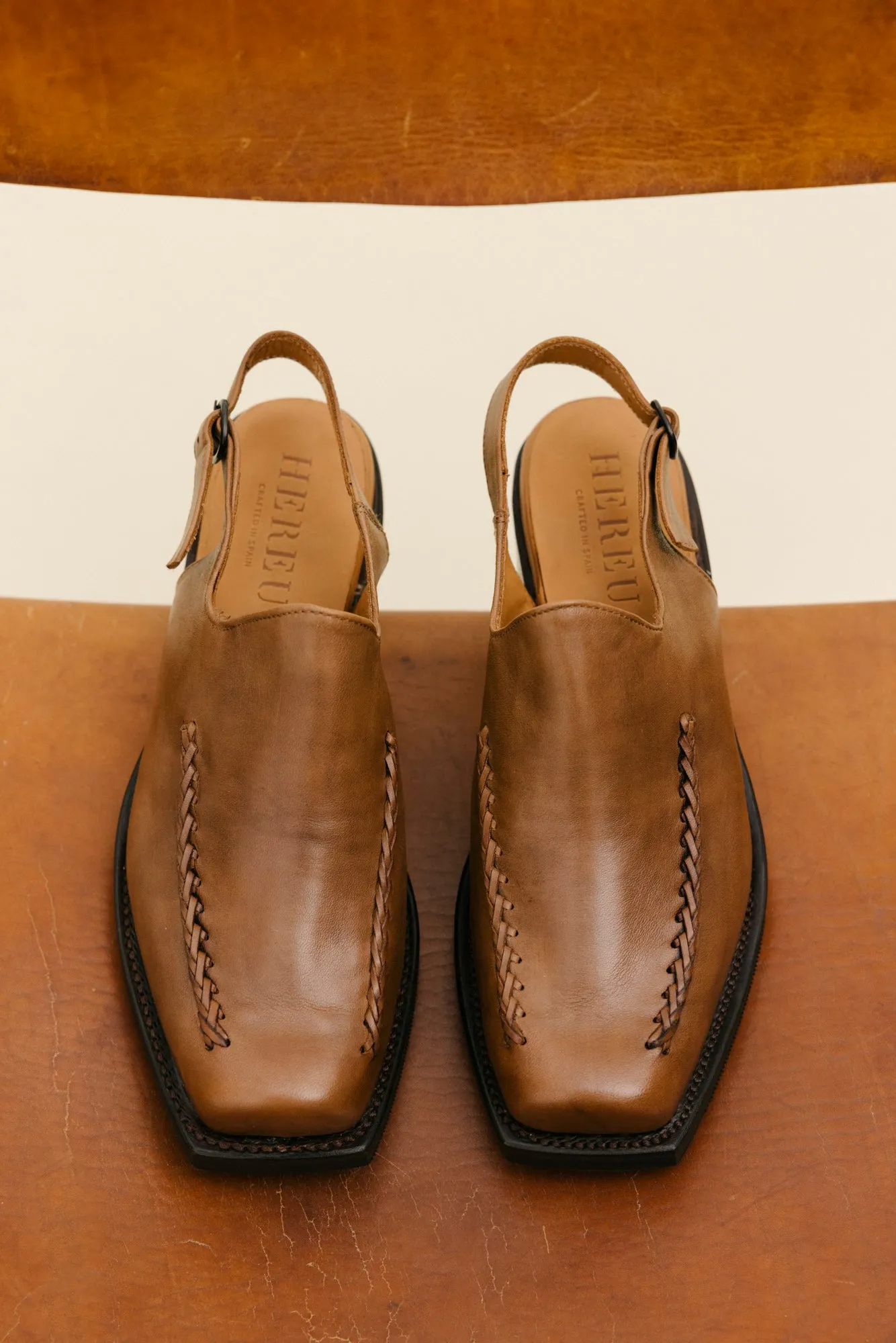 SAURA - Square-Toe Slingback Clog sold by Hereu Studio