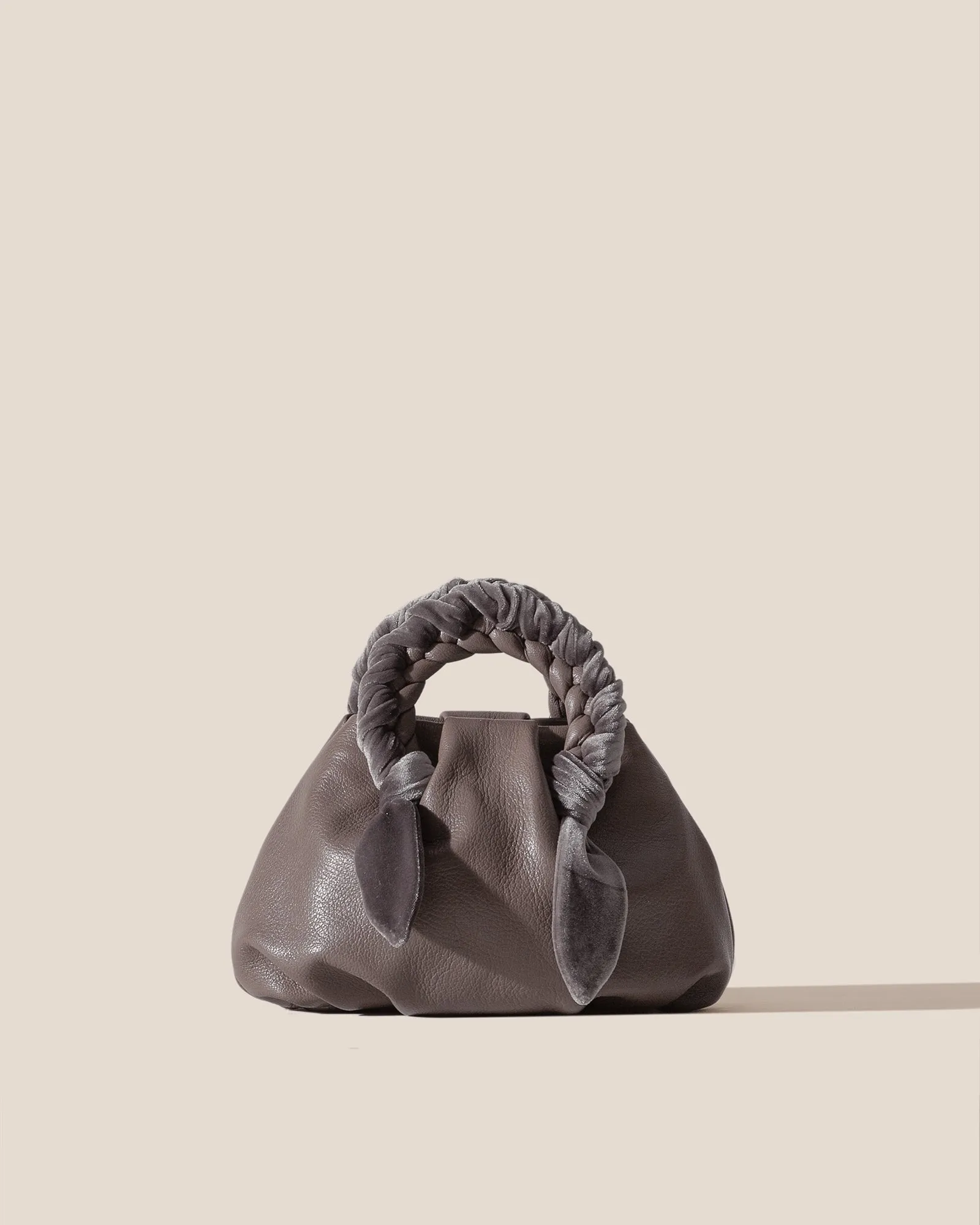 BOMBON VELVET FOULARD - Plaited-handle Leather Handbag sold by Hereu Studio