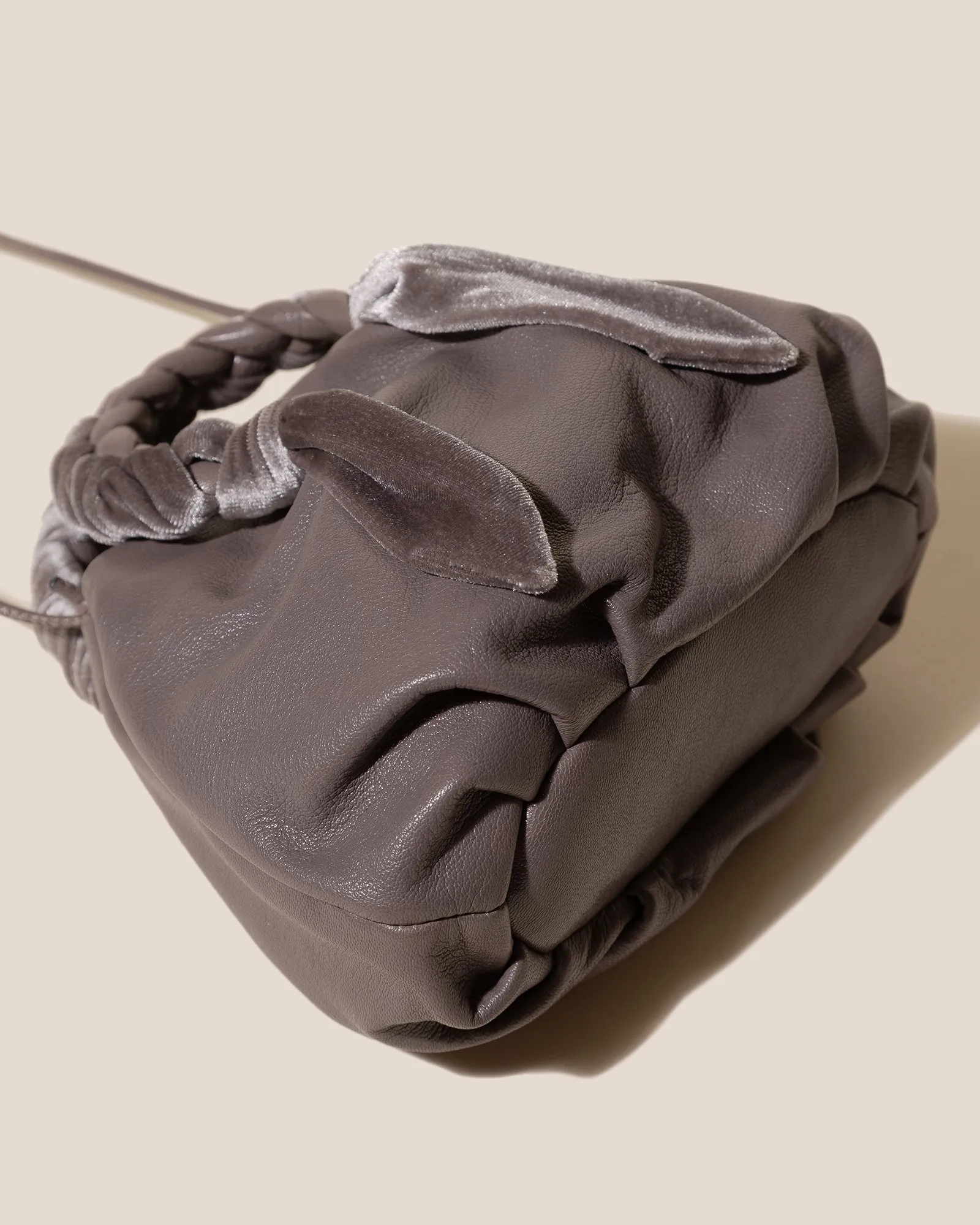 BOMBON VELVET FOULARD - Plaited-handle Leather Handbag sold by Hereu Studio product image thumbnail 4