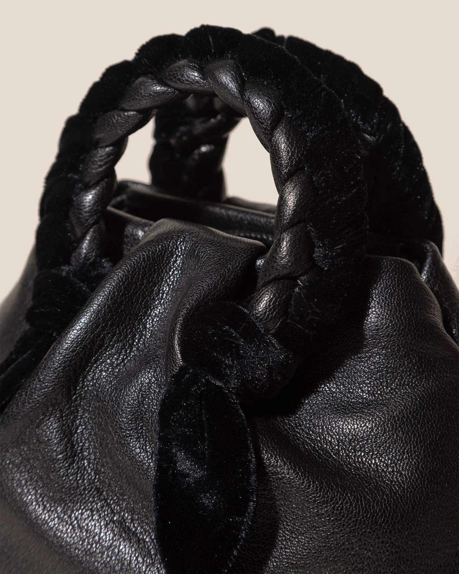 BOMBON VELVET FOULARD - Plaited-handle Leather Handbag sold by Hereu Studio product image thumbnail 2