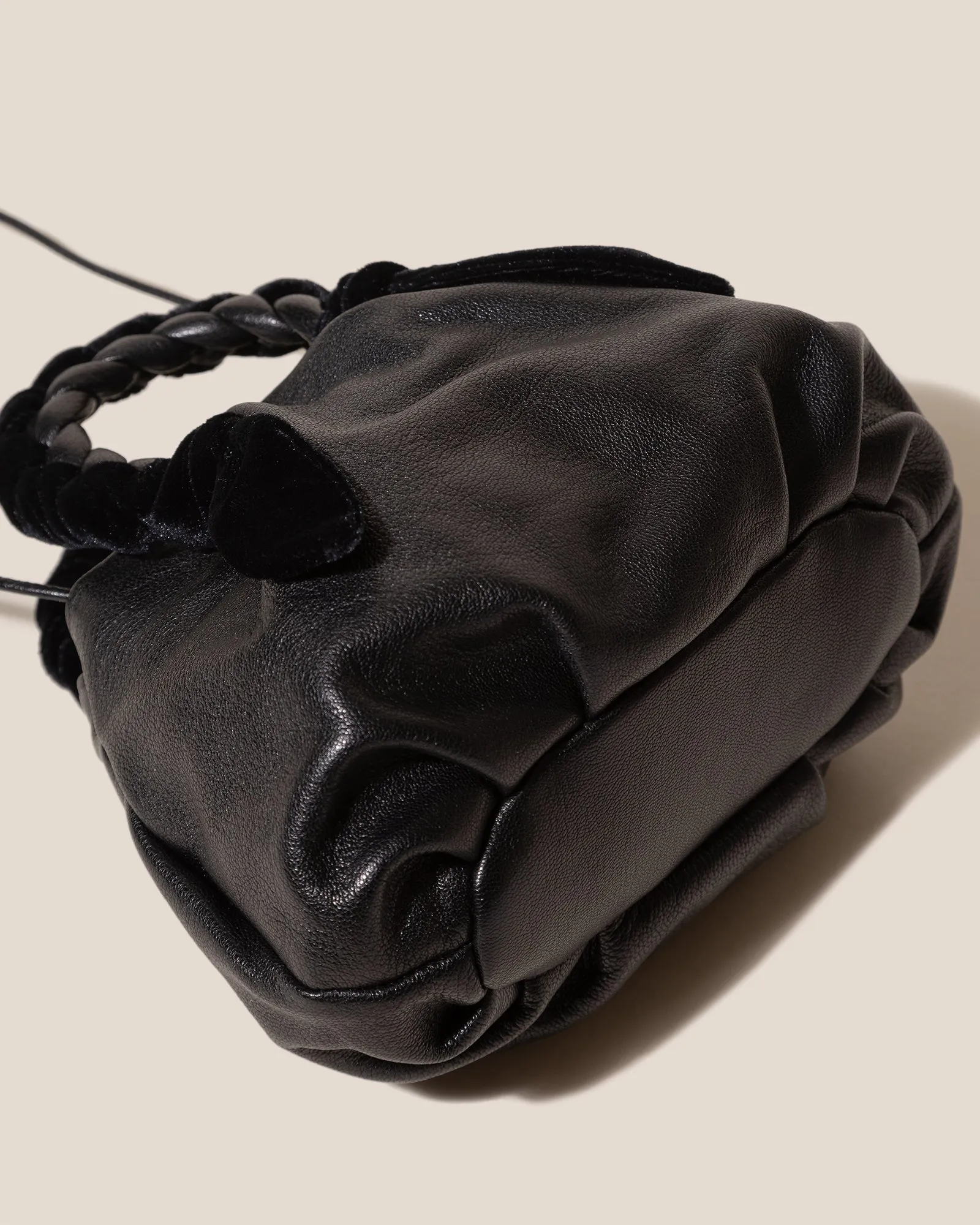 BOMBON VELVET FOULARD - Plaited-handle Leather Handbag sold by Hereu Studio product image thumbnail 4