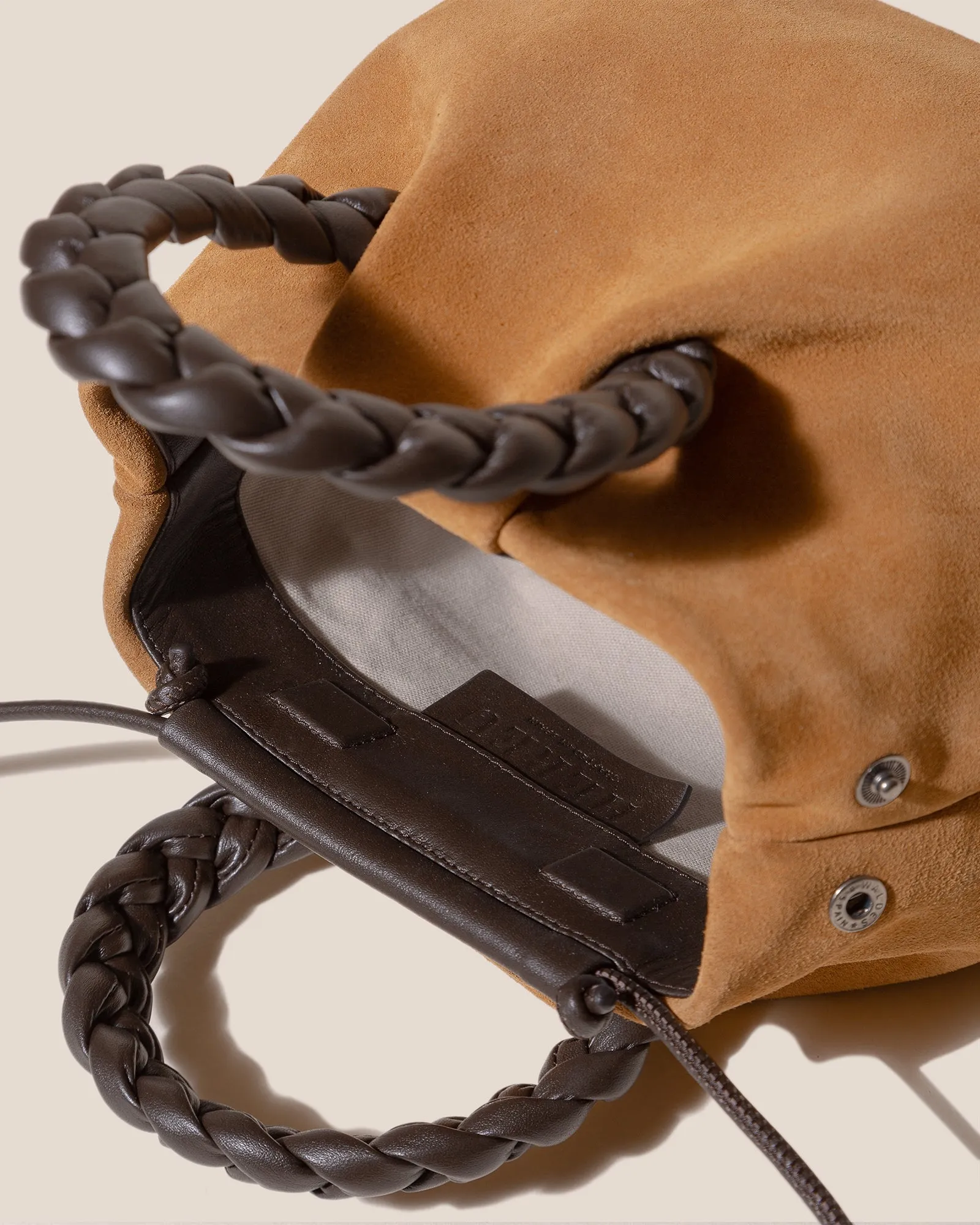 BOMBON M SUEDE - Medium Plaited-handle Leather Handbag sold by Hereu Studio product image thumbnail 4