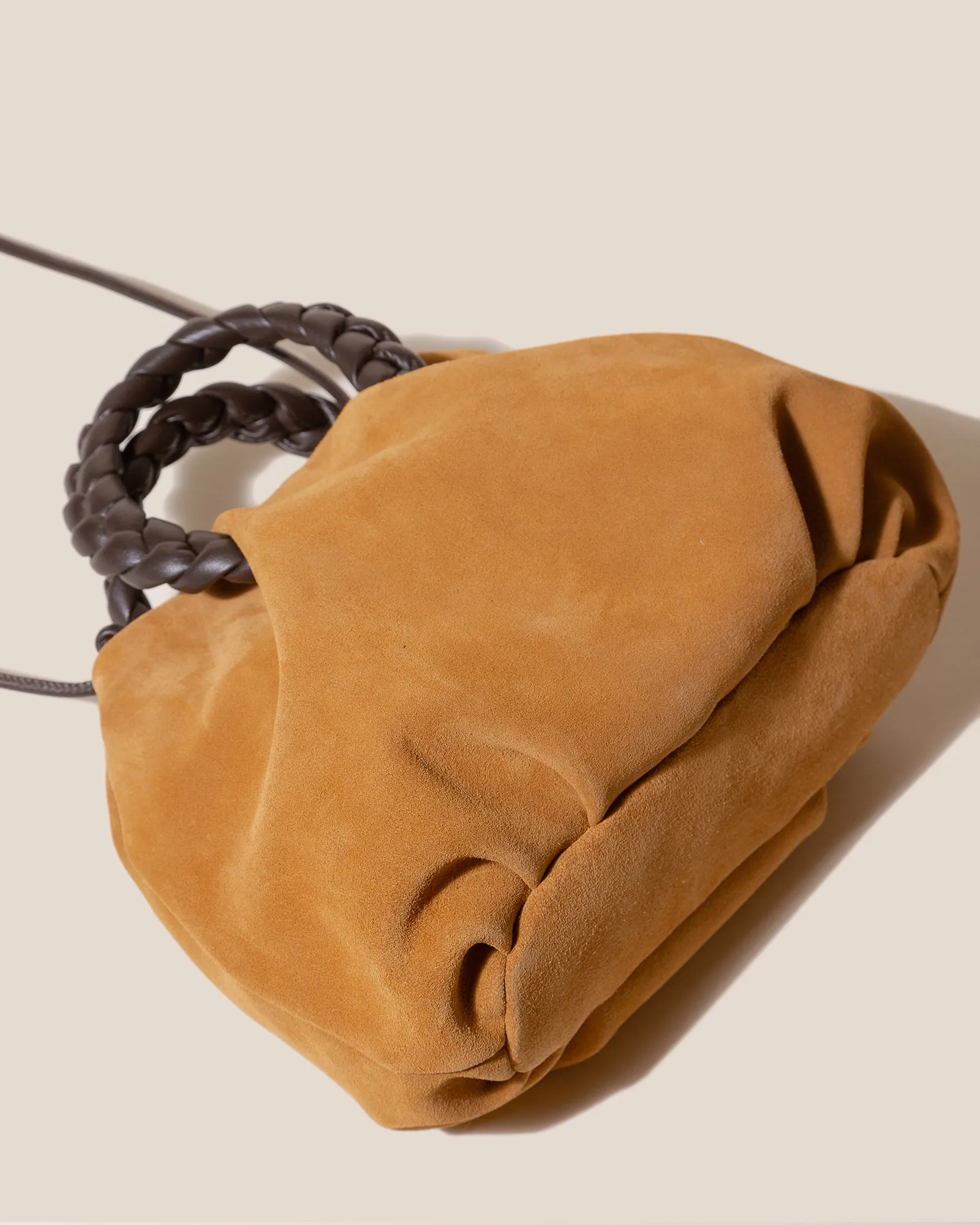 BOMBON M SUEDE - Medium Plaited-handle Leather Handbag sold by Hereu Studio product image thumbnail 3