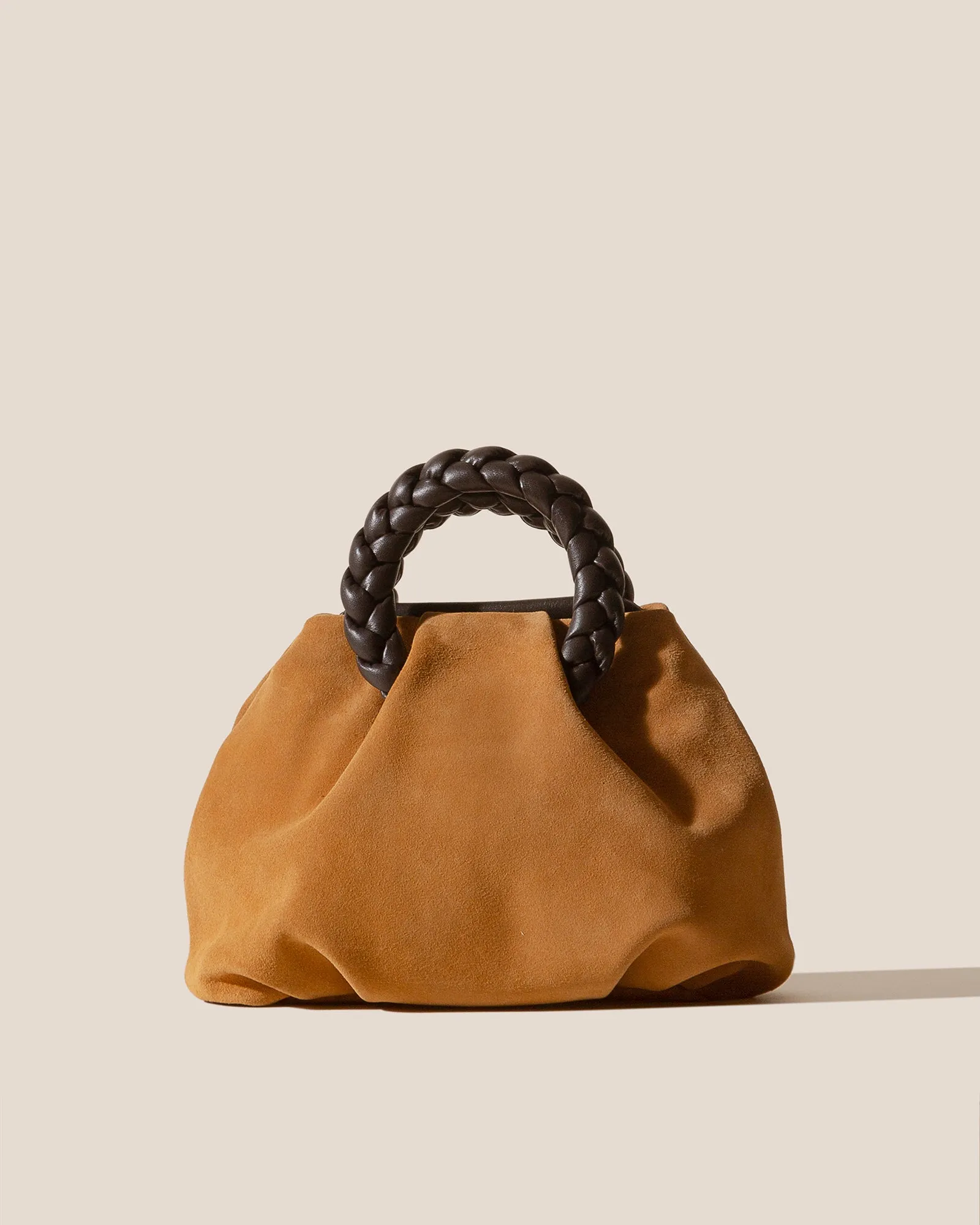BOMBON M SUEDE - Medium Plaited-handle Leather Handbag sold by Hereu Studio