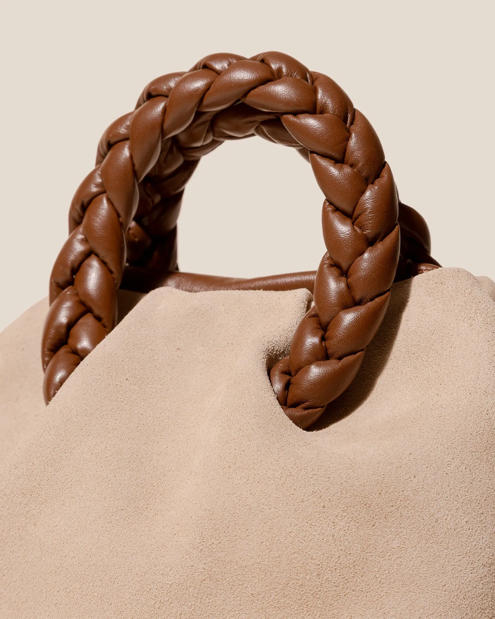 BOMBON M SUEDE - Medium Plaited-handle Leather Handbag sold by Hereu Studio product image thumbnail 2