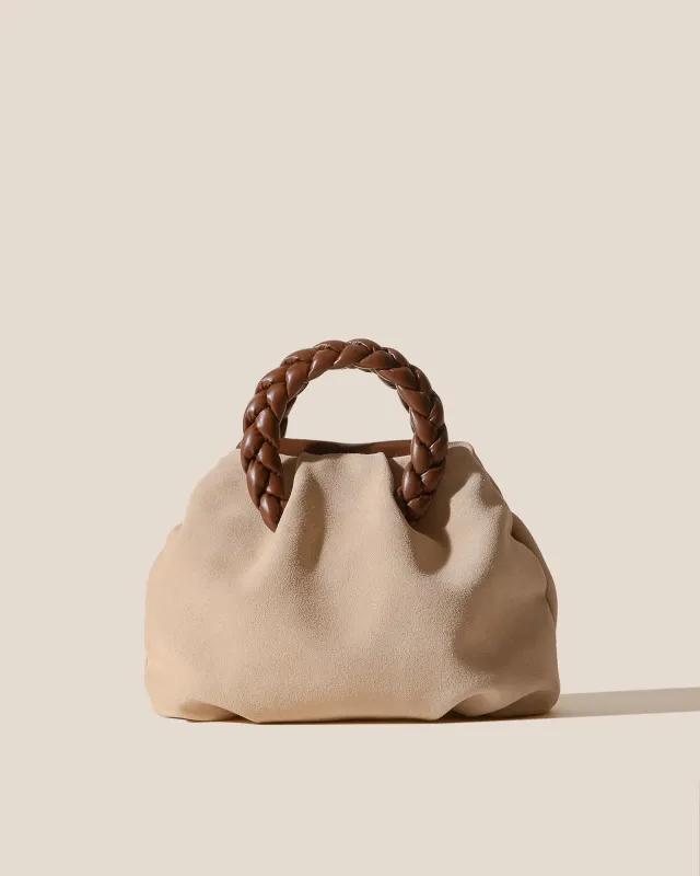 BOMBON M SUEDE - Medium Plaited-handle Leather Handbag made by Hereu Studio