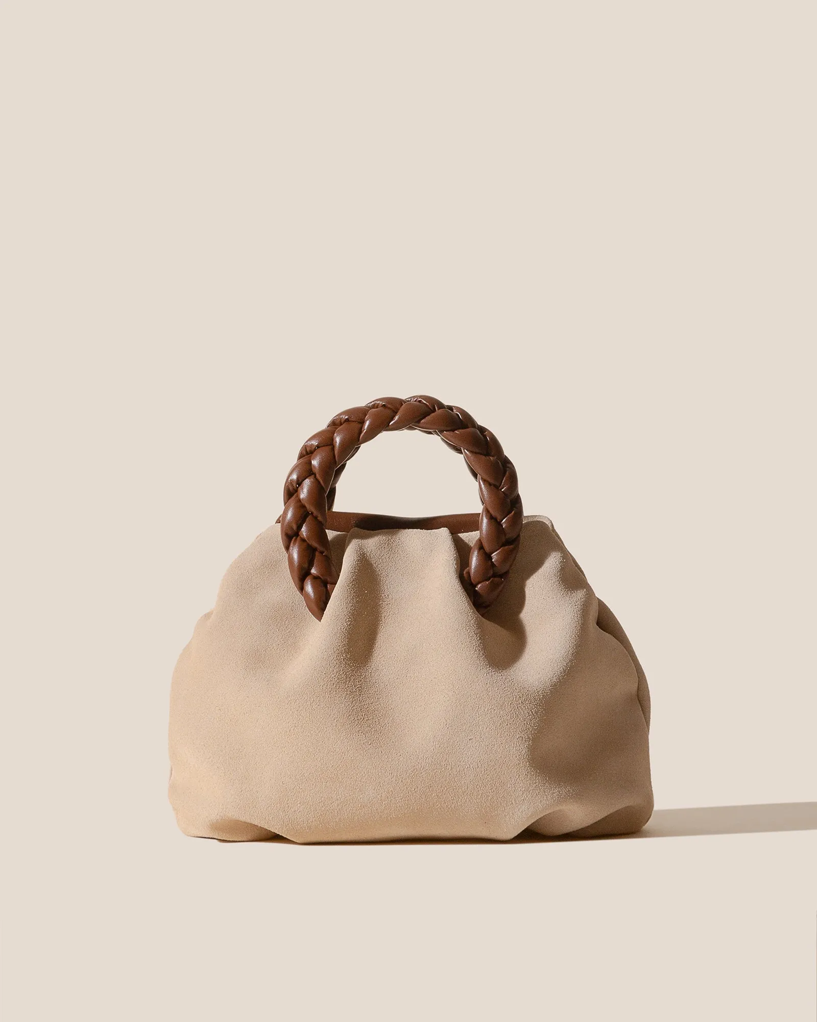 BOMBON M SUEDE - Medium Plaited-handle Leather Handbag sold by Hereu Studio