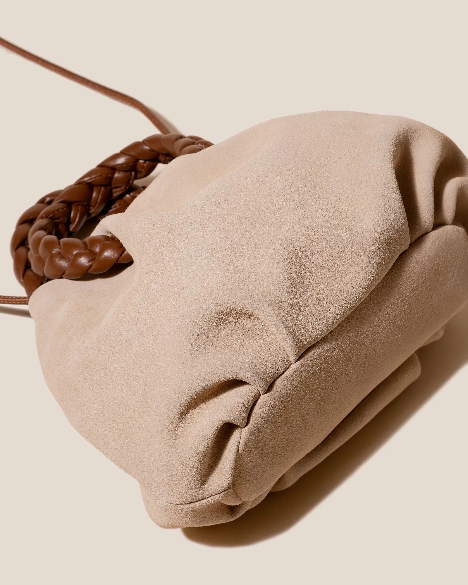 BOMBON M SUEDE - Medium Plaited-handle Leather Handbag sold by Hereu Studio product image thumbnail 4