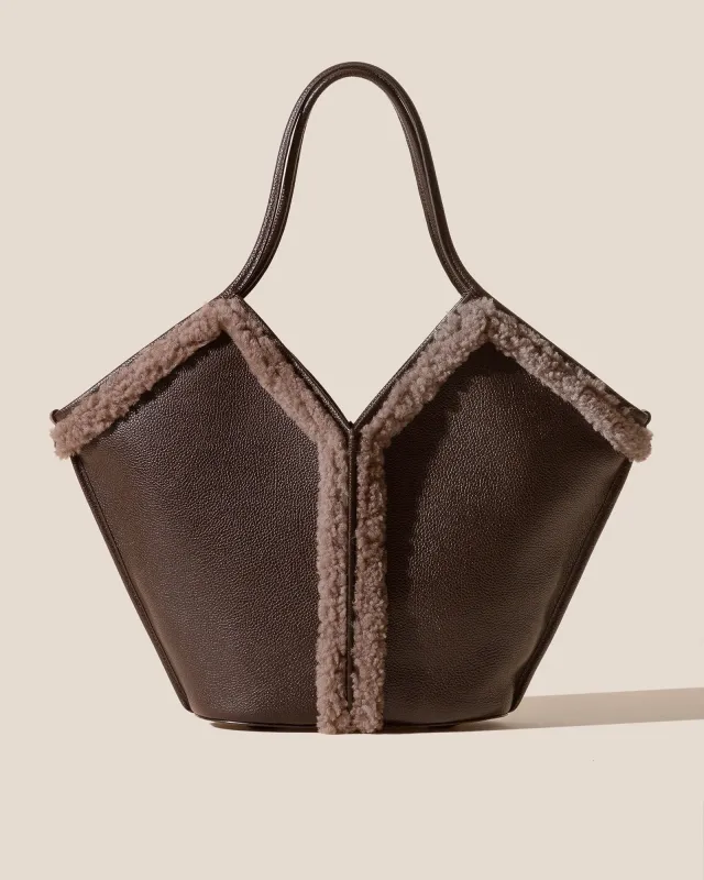 CALELLA CURLY SHEARLING TRIMS - Leather Tote Bag sold by Hereu Studio