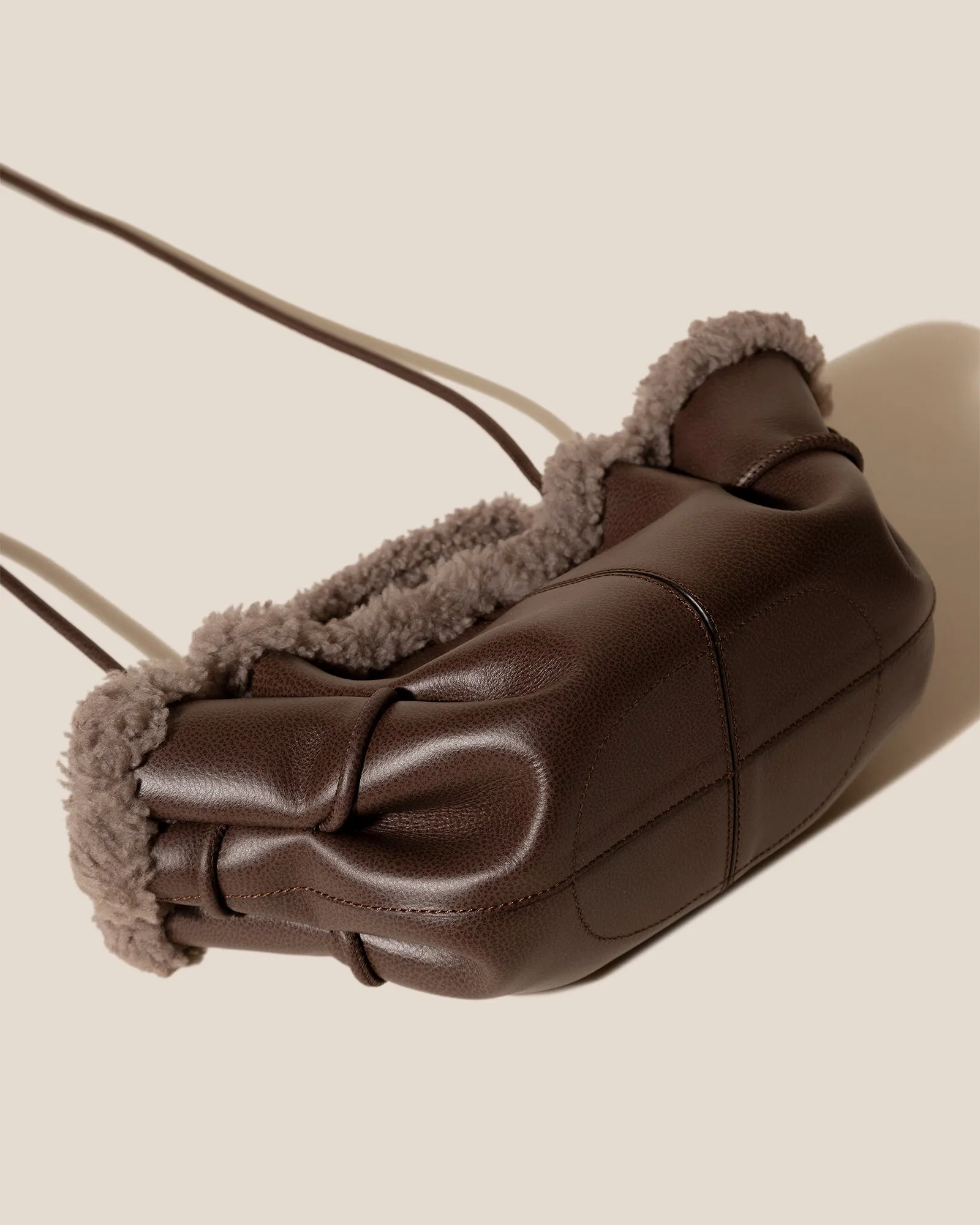 ARTA MINI CURLY SHEARLING TRIMS - Pleated Crossbody Bag sold by Hereu Studio product image thumbnail 4