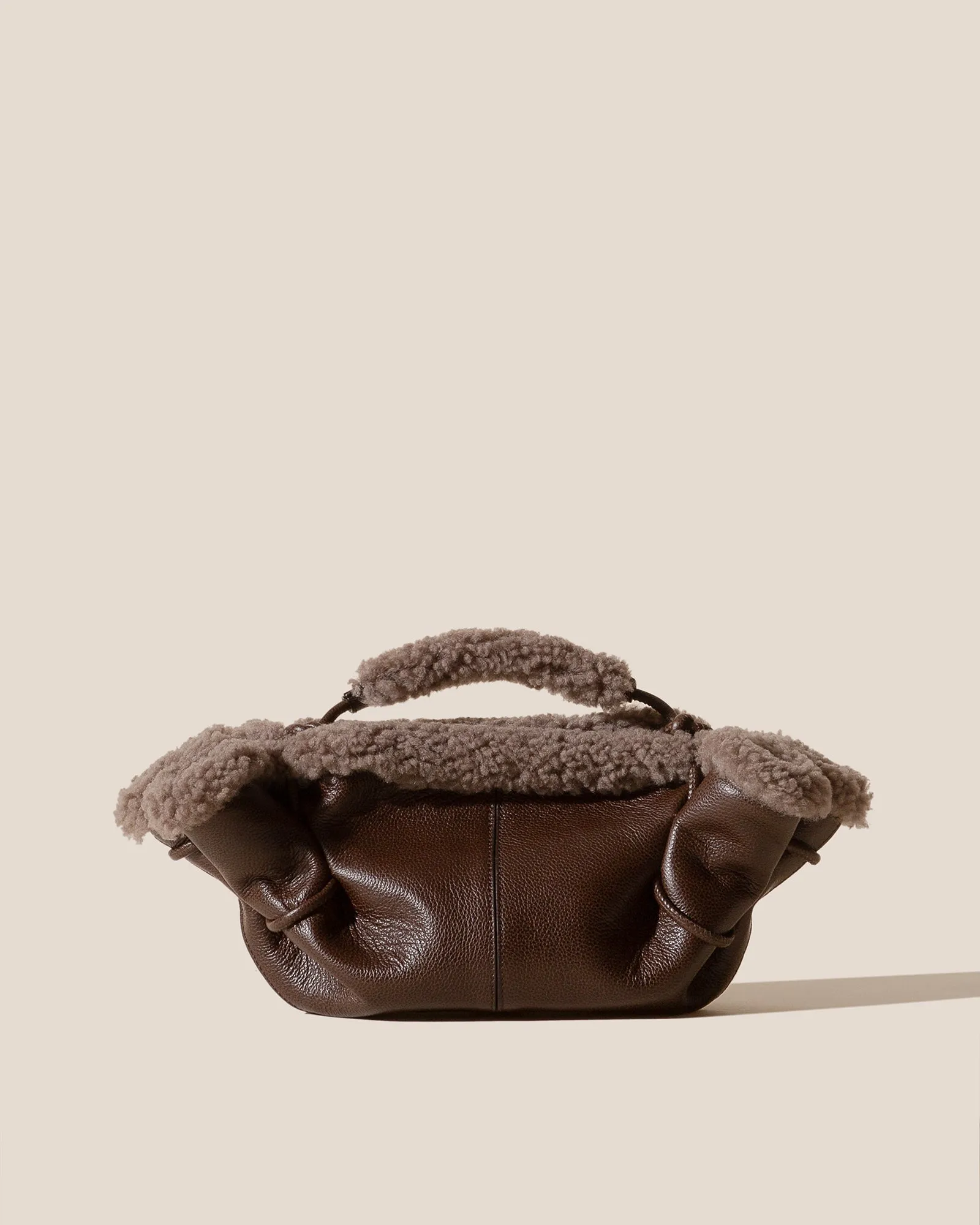 ARTA MINI CURLY SHEARLING TRIMS - Pleated Crossbody Bag sold by Hereu Studio