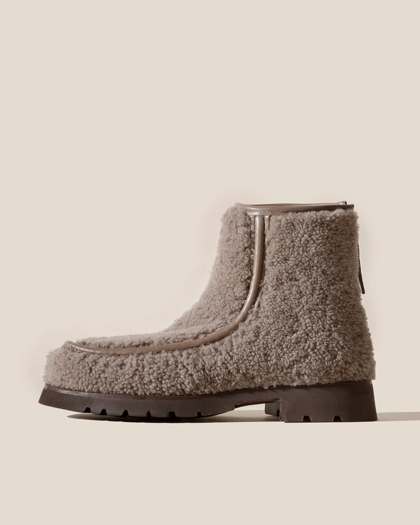 ARMENTA LOW ZIPPED CURLY SHEARLING - Back Zip Low-calf Boot sold by Hereu Studio