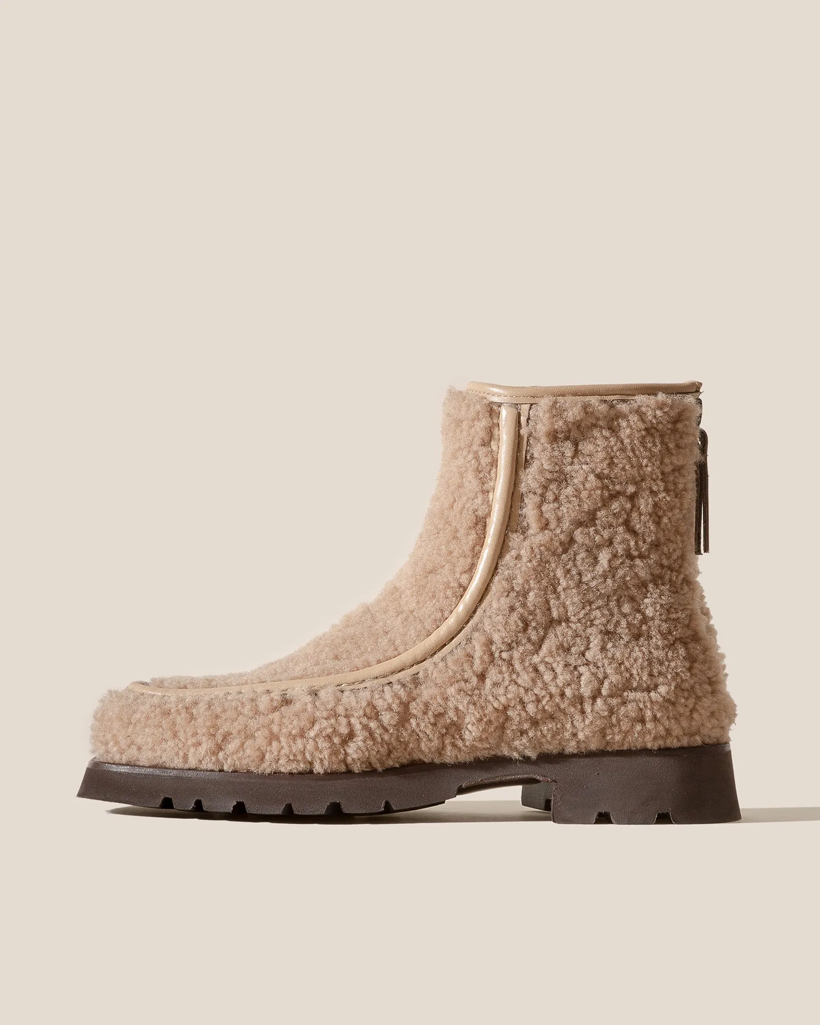 ARMENTA LOW ZIPPED CURLY SHEARLING - Back Zip Low-calf Boot sold by Hereu Studio