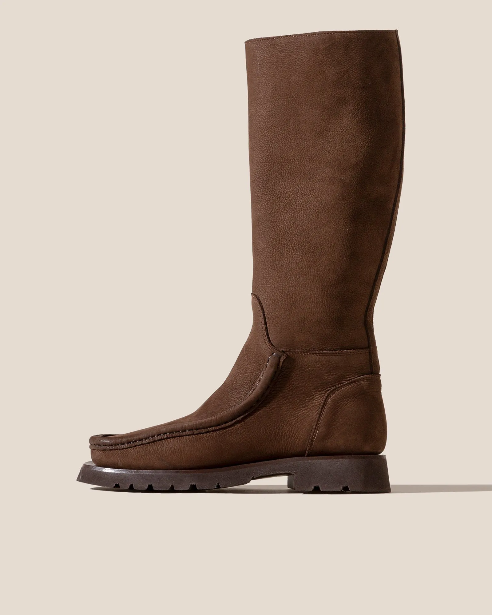 RIERA SPORT HIGH NOBUCK - Moc Toe Knee High Boot sold by Hereu Studio