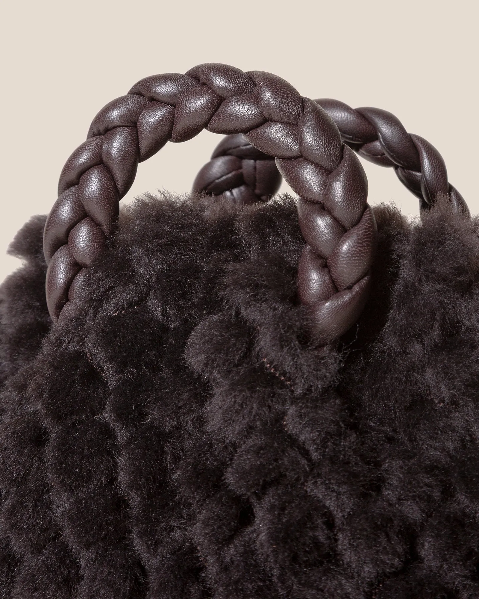 BOMBON QUILTED SHEARLING - Plaited-handle Shearling Handbag sold by Hereu Studio product image thumbnail 2