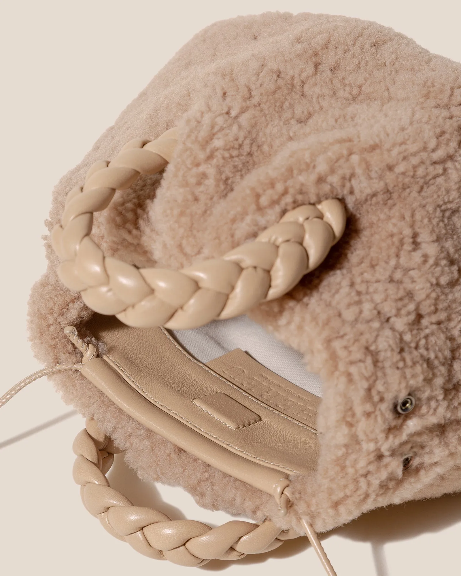 BOMBON CURLY SHEARLING - Plaited-handle Shearling Handbag sold by Hereu Studio product image thumbnail 3