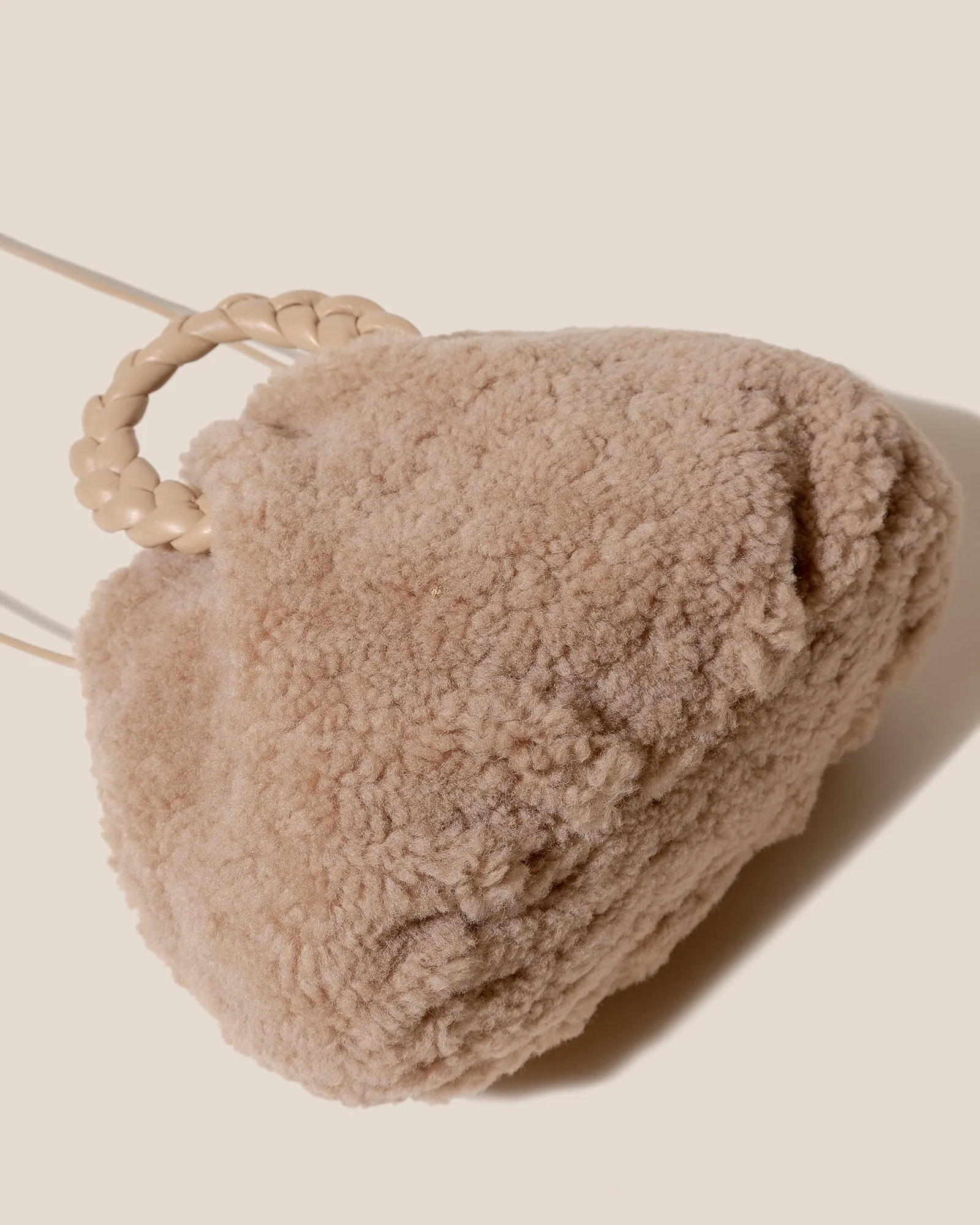 BOMBON CURLY SHEARLING - Plaited-handle Shearling Handbag sold by Hereu Studio product image thumbnail 4