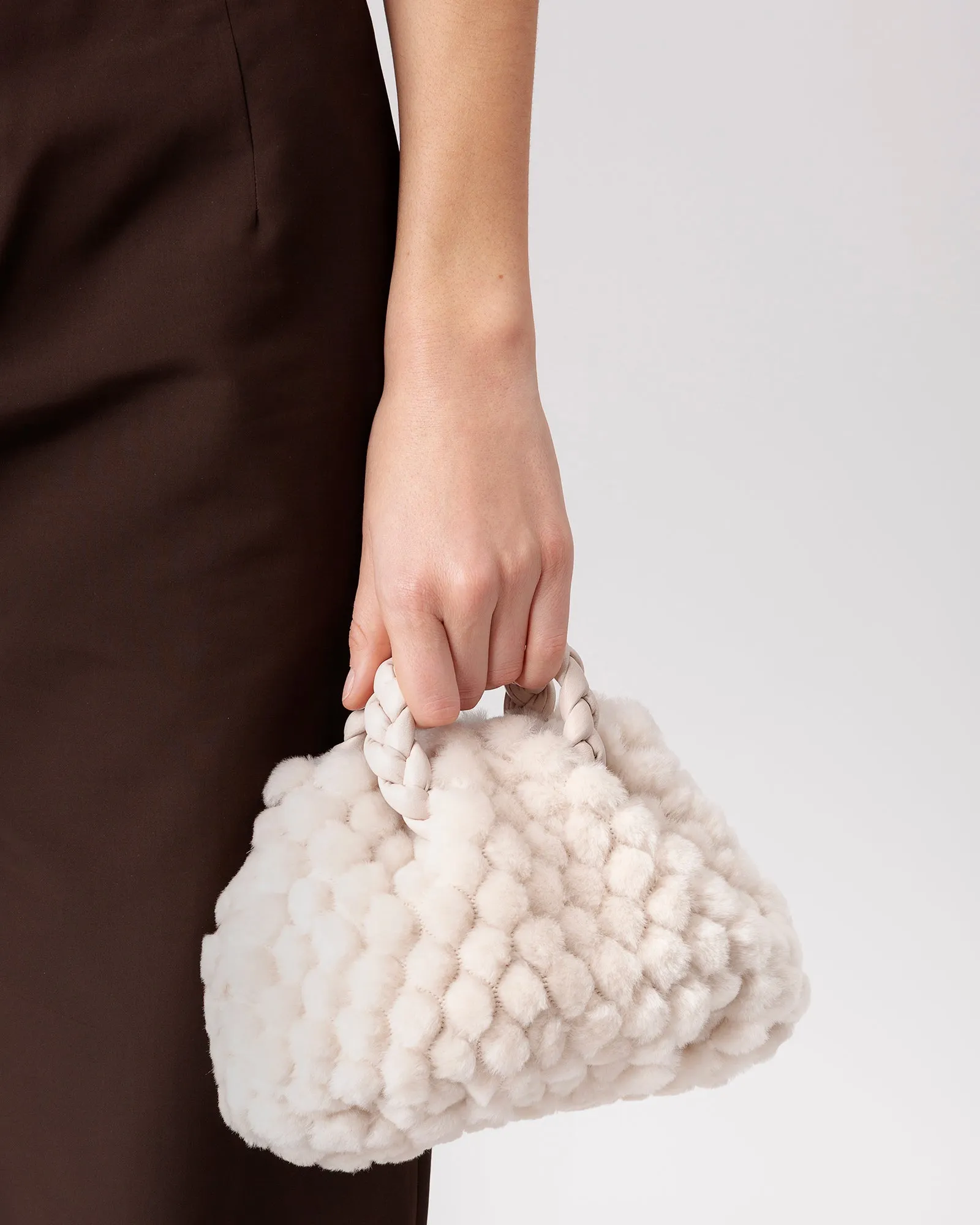 BOMBON QUILTED SHEARLING - Plaited-handle Leather Handbag sold by Hereu Studio product image thumbnail 2