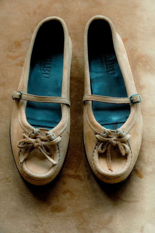ROSES NUBUCK - Bound Moccasin Mary Jane sold by Hereu Studio