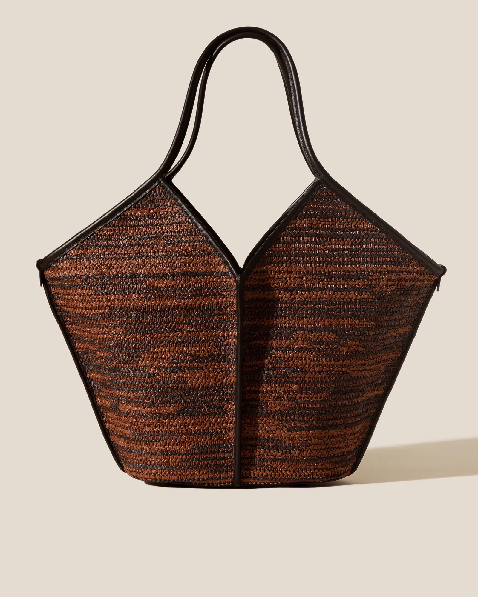 CALELLA RAFFIA BICOLOUR - Leather-trimmed Tote Bag sold by Hereu Studio