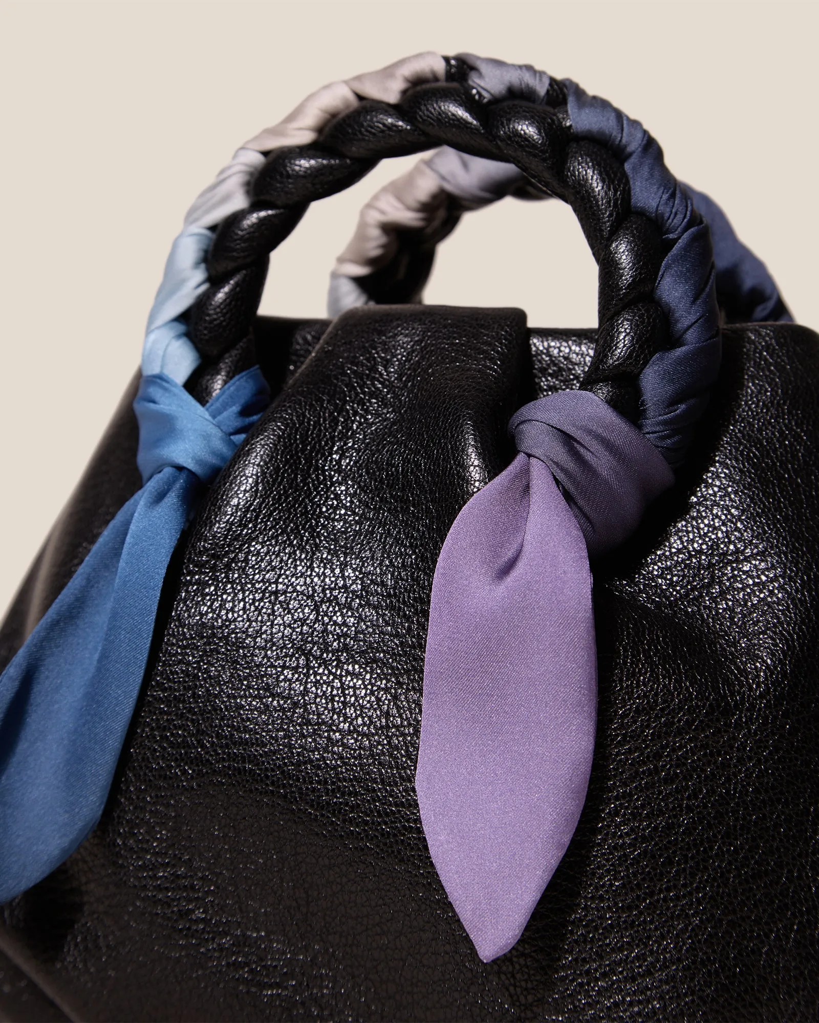 BOMBON FOULARD - Plaited-handle Leather Handbag sold by Hereu Studio product image thumbnail 2