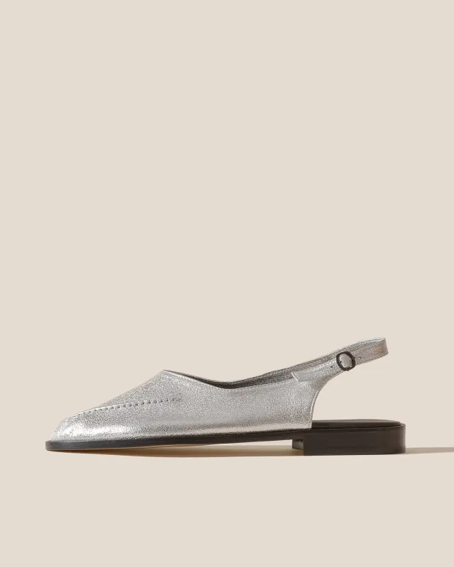 JULIOL SLINGBACK METALLIC - High-Cut Deconstructed Slingback Loafer sold by Hereu Studio