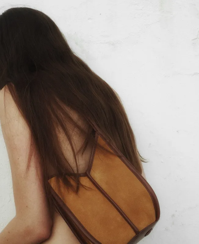 CALELLA BUCKET SUEDE - Leather-trimmed Shoulder Bag sold by Hereu Studio