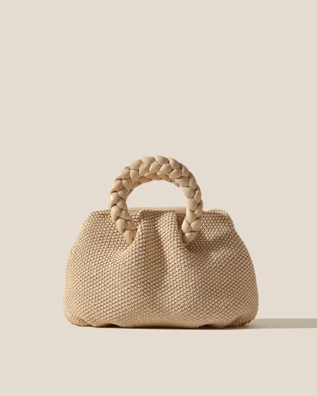 BOMBON M SOFT RAFFIA - Medium Plaited-handle Raffia Handbag made by Hereu Studio