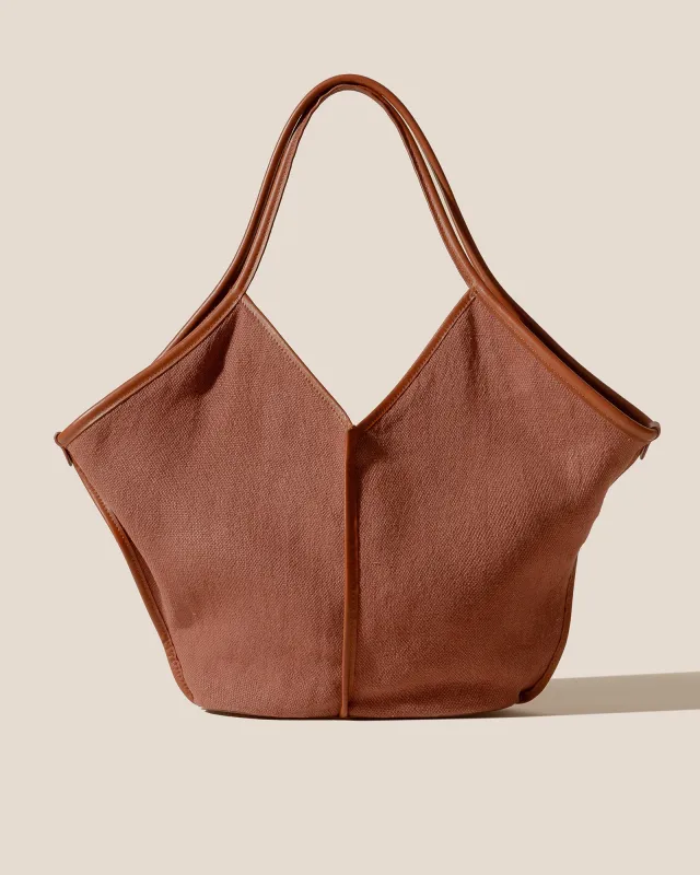 CALELLA SOFT LINEN - Leather-trimmed Tote Bag made by Hereu Studio