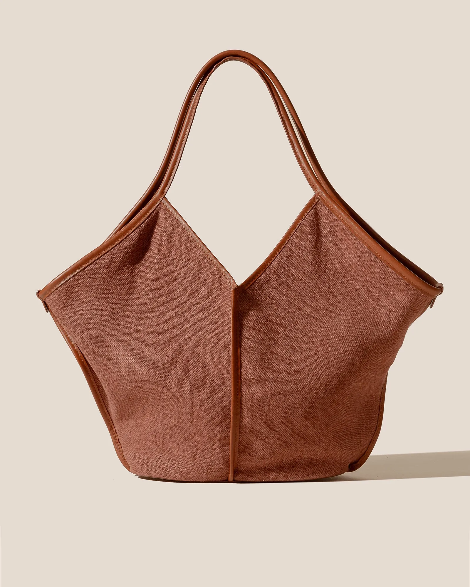 CALELLA SOFT LINEN - Leather-trimmed Tote Bag sold by Hereu Studio