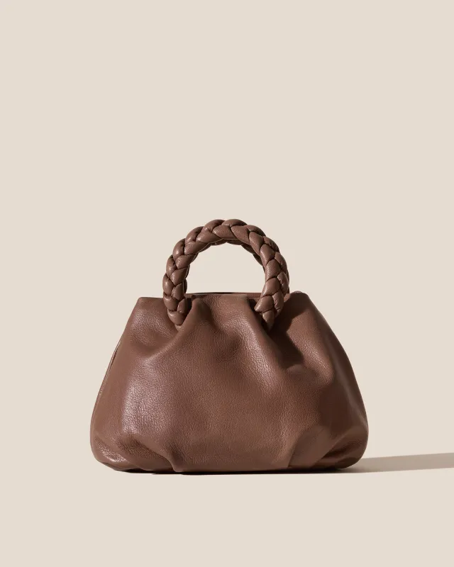 BOMBON M SUPPLE SHINY - Medium Plaited-handle Leather Handbag made by Hereu Studio