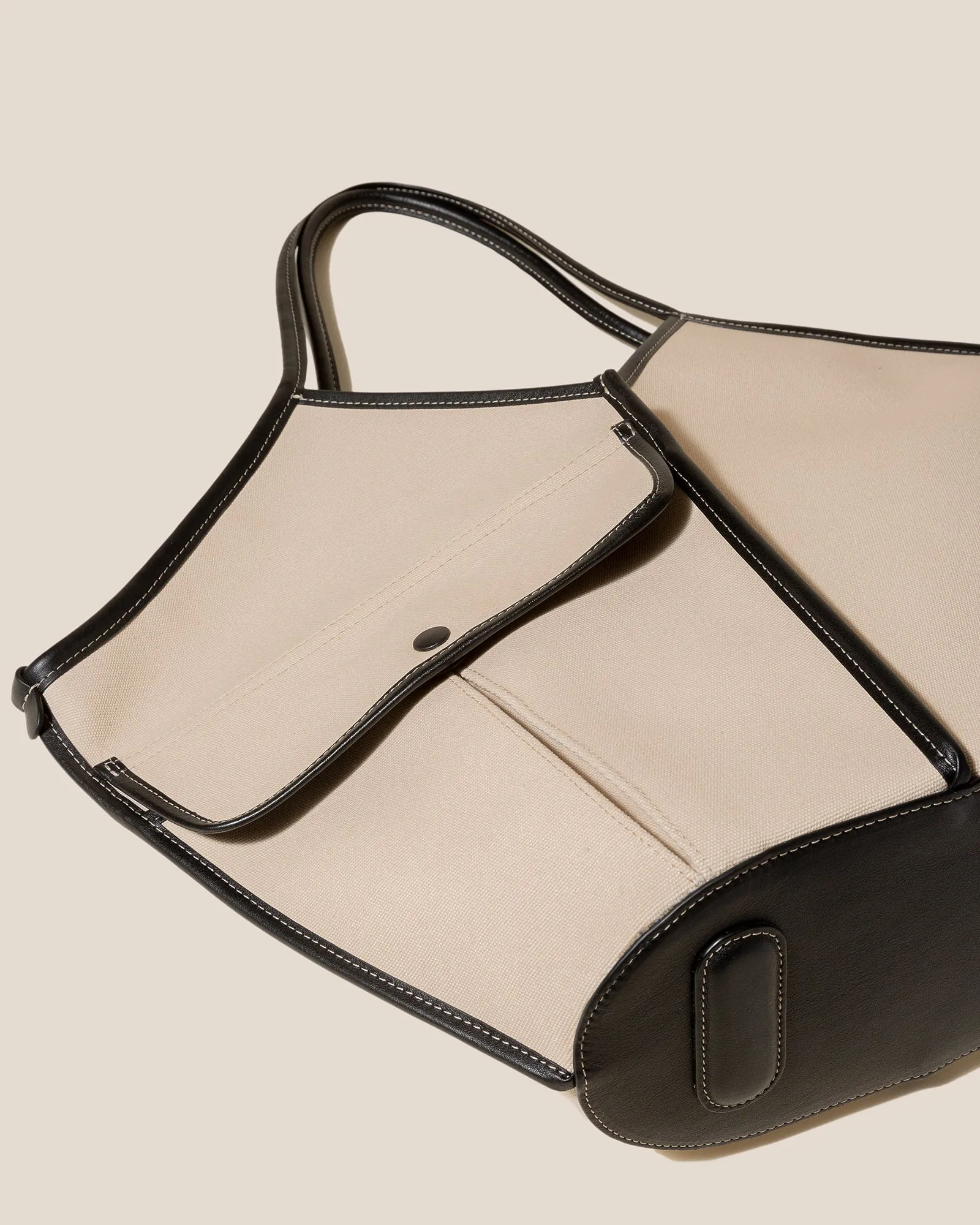 DUNA - Leather-trimmed Organic Cotton Tote Bag sold by Hereu Studio product image thumbnail 4