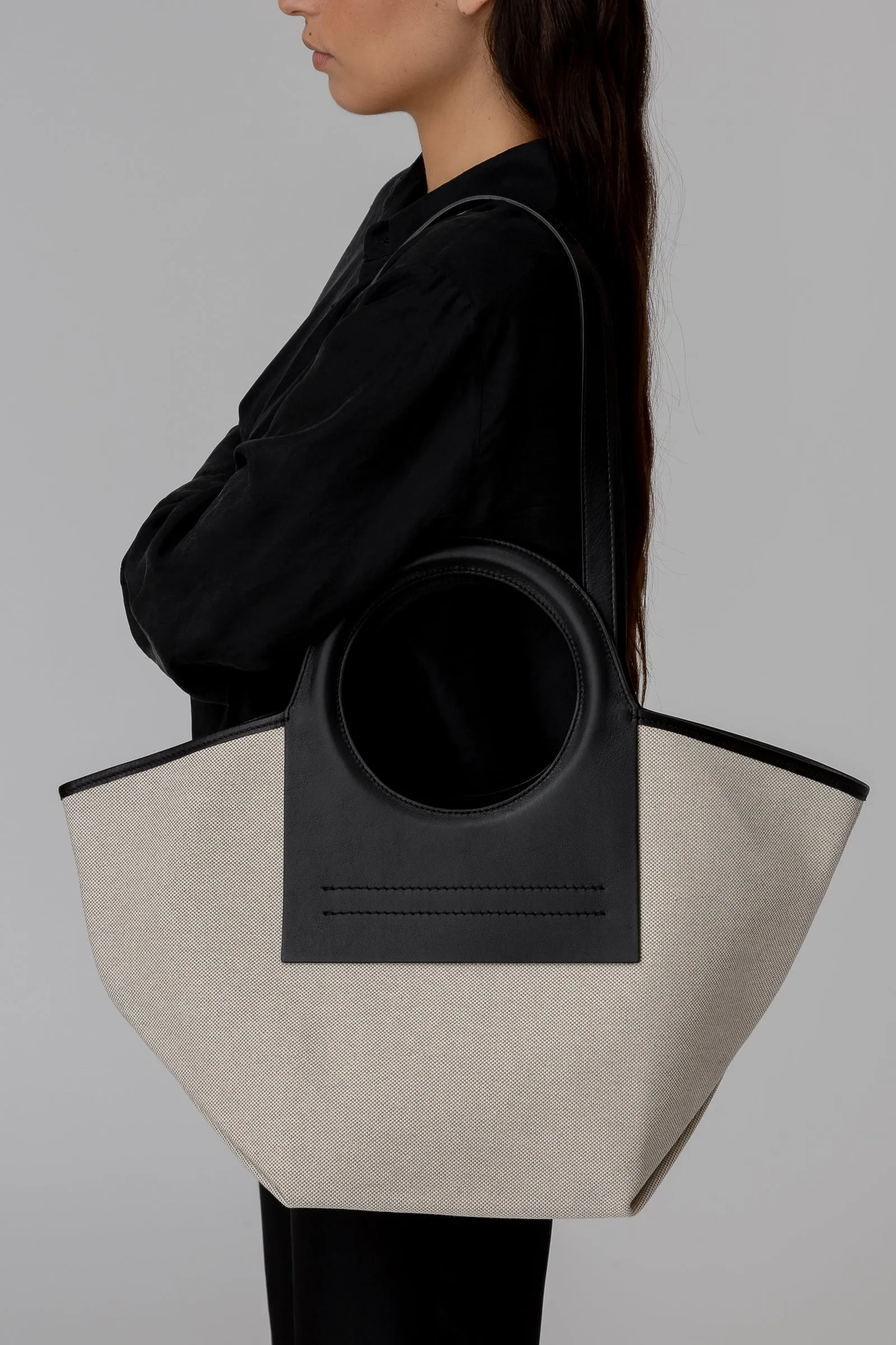 CALA S - Leather-trimmed Canvas Tote Bag sold by Hereu Studio product image thumbnail 2